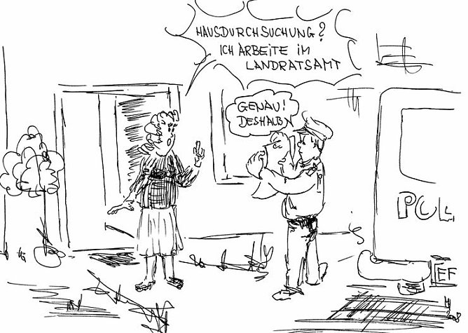 Duchsuchung im Landratsamt (Foto: M. Höfer) Duchsuchung im Landratsamt (Foto: M. Höfer)