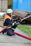 Hei&szlig;e Ausbildung im Brandcontainer (Foto: Feuerwehr Ellrich)