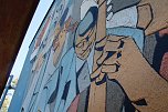 Ist das schon Geschichte? - das Wandbild an der Frauenberg-Turnhalle wird erhalten (Foto: agl)