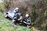 Auf nassem Gras und weicher Erde in den Graben gerutscht (Foto: Feuerwehr Heringen/Silvio Dietzel)