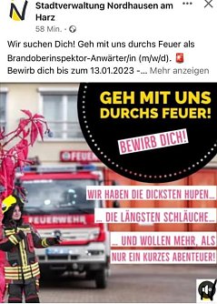 So wurde bis gestern geworben (Foto: Screenshot Facebook Stadt Nordhausen)