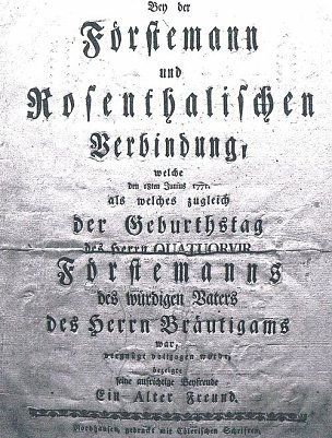 Druck des Hochzeitscarmen 1771 (Foto: Archiv Kneffel)