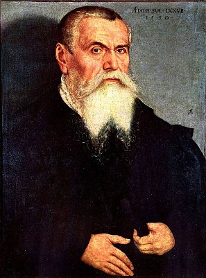 Portr&auml;t Lucas Cranach der &Auml;ltere, gemalt von Lucas Cranach dem &Auml;lteren oder Lucas Cranach dem J&uuml;ngeren, 1550 (Foto: Museum Tabakspeicher)