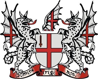 Drachen und Georgskreuz - das Londoner Wappen (Foto: Dr. Wolfgang R. Pientka)