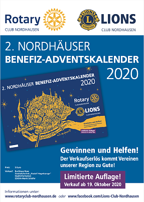 Der 2. Nordh&auml;user Benefizkalender wird in diesem Jahr gemeinsam vom Rotary Club und dem Lions Club unter die Leute gebracht (Foto: Rotary Club Nordhausen, Lions Club Nordhausen)