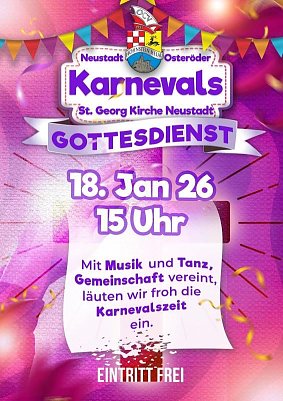 Plakat f&uuml;r den ersten Karnevalsgottesdienst in Neustadt. (Foto: OCV)