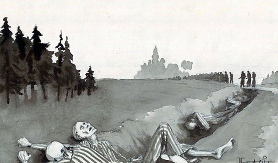 Zeichnung vom Todesmarsch (Foto: Gedenkst&auml;tte Mittelbau Dora)