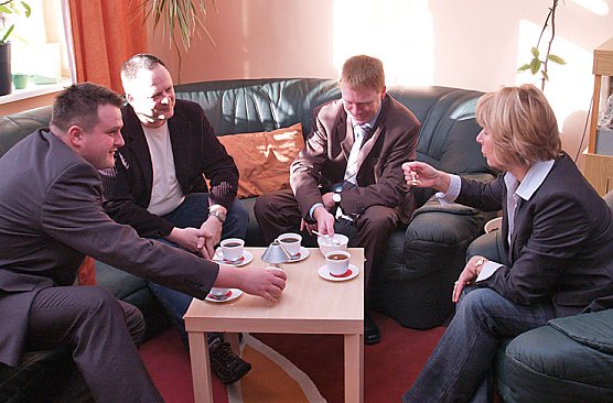 Gem&uuml;tliche Runde: Rinke Matschie, Herz, Grie&szlig;mann (Foto: nnz)