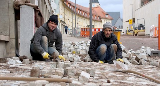 Hier wird gepflastert (Foto: P. Grabe|Stadtverwaltung Nordhausen)