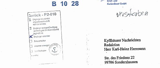 Ihre Post in guten Händen! (Foto: Karl-Heinz Herrmann) Ihre Post in guten Händen! (Foto: Karl-Heinz Herrmann)