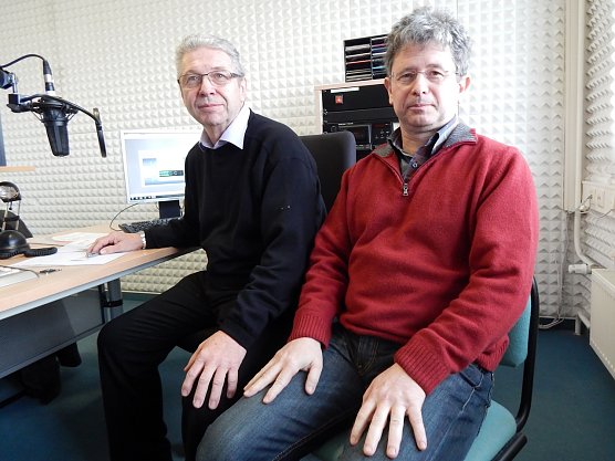 Manfred Strobl und Dirk Erfurt im Studio des Offenen Kanals Nordhausen (Foto: Sandra Witzel)