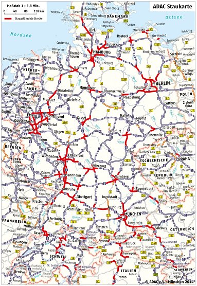 Hier staut es sich (Foto: ADAC)