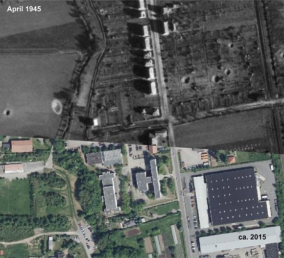 Fotomontage zeigt den Stand April 1945 im Vergleich zur Gegenwart (Foto: Archiv Iffland)