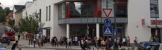 Einsatz in der Nordh&auml;user Marktpassage (Foto: Angelo Glashagel)