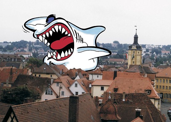 Der Dach-Hai ist zur Symbolfigur f&uuml;r ma&szlig;los gierige und skrupellose Dachhandwerker geworden, denen schnelles Geld vor guter Arbeit geht. (Foto: HF.REDAKTION)