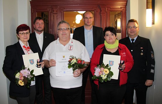 v.l.: Estella Kutschbach, Ronald Zocher, Mike Seidel, Matthias Jendricke, Diana Schiller, Wilfried Ittershagen. (Foto: Pressestelle Landratsamt Nordhausen)