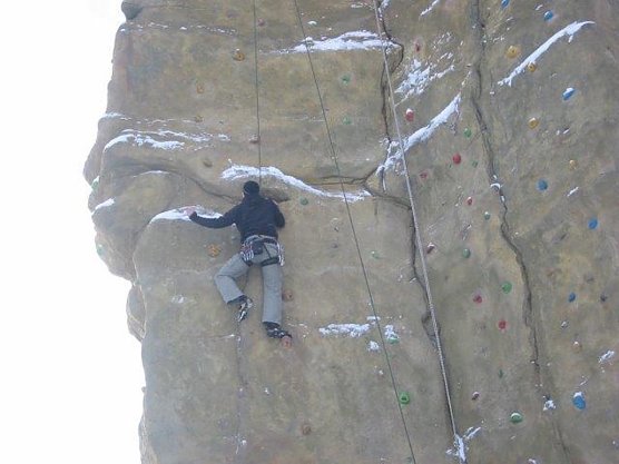 Winterklettern auf dem Peterstein (Foto: Team mobile) Winterklettern auf dem Peterstein (Foto: Team mobile)