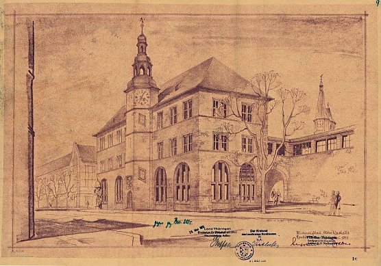 Das Nordh&auml;user Rathaus, Zeichnung von F.W. Stabe (Foto: privat)