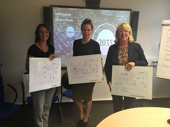 Anne Vogel (Mitte) schrieb ihre Abschlussarbeit &uuml;ber die Zukunft des Wohnens und Lebens in und um Nordhausen (Foto: privat)