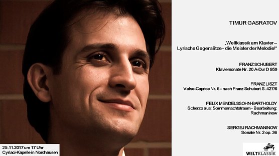 Ausnahmepianist Timur Gasratov u Gast in der Cyriaci-Kapelle (Foto: Timur Gasratov)