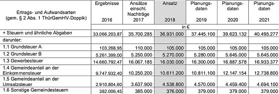 Ausriss aus dem Arbeitshaushalt der Stadtverwaltung (Foto: nnz)