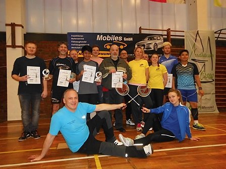 Im Doppel-und Mixwettbewerb hie&szlig;en die  Stadtmeister Heiko Bloss und H. Rafif, jeweils vom SV-Medizin Nordhausen und der Hochschule Nordhausen. (Foto: Thomas Spie&szlig;)
