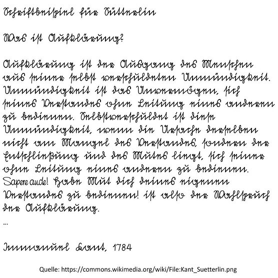Wer kann diesen Text lesen? Wie man alte Handschriften entziffern kann, zeigt die VHS. Beim abgebildeten Text handelt es sich &uuml;brigens um Immanuel Kants ber&uuml;hmte Definition der Aufkl&auml;rung (Foto: Pressestelle Landratsamt Nordhausen)