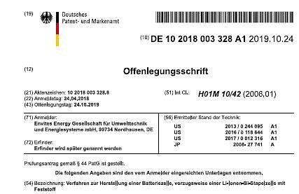 Patent (Ausschnitt) (Foto: privat)