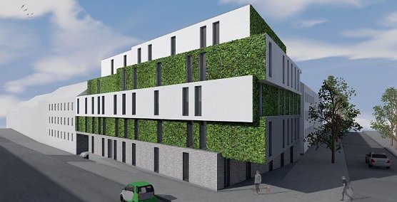 Ein Alleinstellungsmerkmal ist die begr&uuml;nte Fassade, der das Projekt seinen Namen verdankt (Foto: WBG S&uuml;dharz)