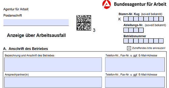 Auszug aus dem Formblatt zur Beantragung von Kurzarbeitergeld (Foto: Agentur f&uuml;r Arbeit Nordhausen)