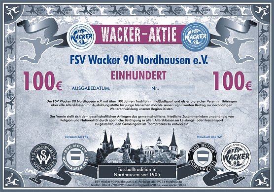 Die Wacker-Aktie (Foto: FSV Wacker 90 Nordhausen)