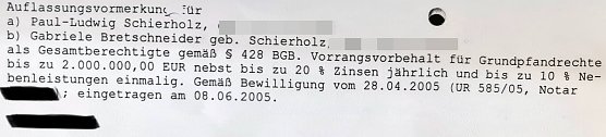 Ausschnitt aus Grundbuch (Foto: privat)