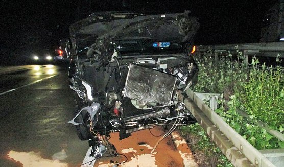 In der Leitplanke verkeilt (Foto: API)