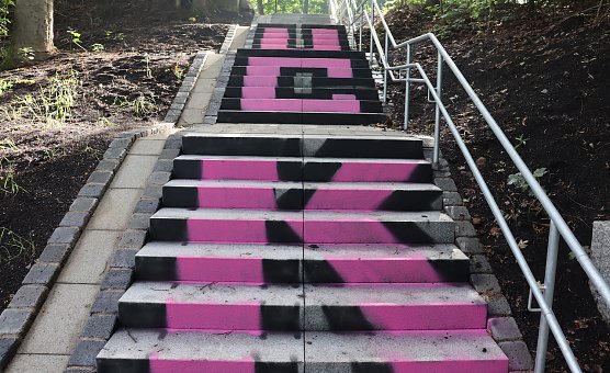 Vandalismus an neuer Gehegetreppe (Foto: ©Stadtverwaltung Nordhausen) Vandalismus an neuer Gehegetreppe (Foto: ©Stadtverwaltung Nordhausen)