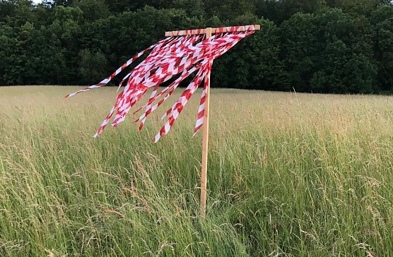 Vor Beginn der Wiesenmahd stellt Torsten Mei&szlig;ner in seinem Revier Wildscheuchen auf. Sie dienen neben der Vermeidung von Wildsch&auml;den in Feldern und Sch&auml;lsch&auml;den in W&auml;ldern vor allem einer effektiven Rehkitzrettung. (Foto: privat)
