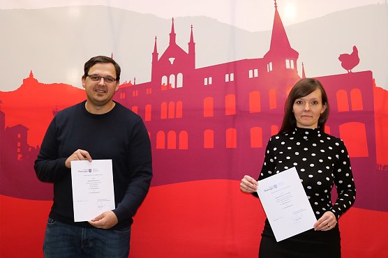 Die Wahlleiter Herr Beckmann und Frau Stiegler-Holzapfel (Foto: Pressestelle Landratsamt Nordhausen)