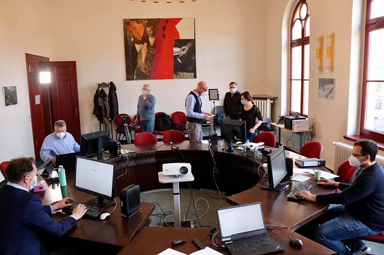 Blick in die Wahlzentrale im Landratsamt (Foto: Landratsamt Nordhausen)