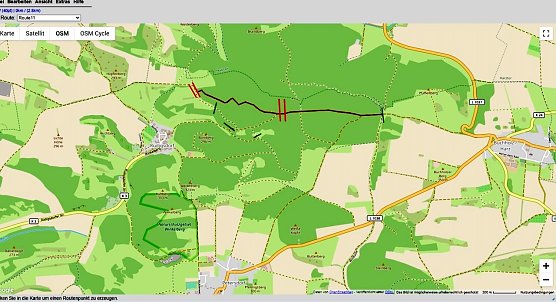 Kartenauszug mit dem gesperrten Weg (Foto: A.Heise)