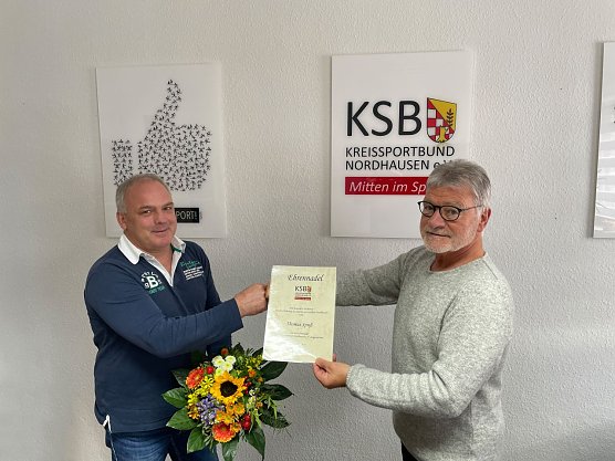  Thomas Spie&szlig; wurde f&uuml;r sein ehrenamtliches Engagement beim RSV Ilfeld  ausgezeichnet (Foto: Kreissportbund Nordhausen)