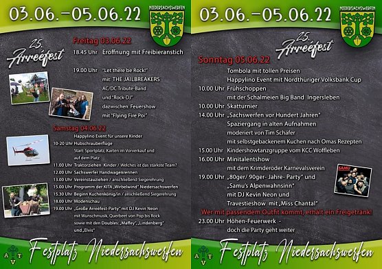 Programm des Arreèfestes (Foto: Arreè Traditionsverein) Programm des Arreèfestes (Foto: Arreè Traditionsverein)