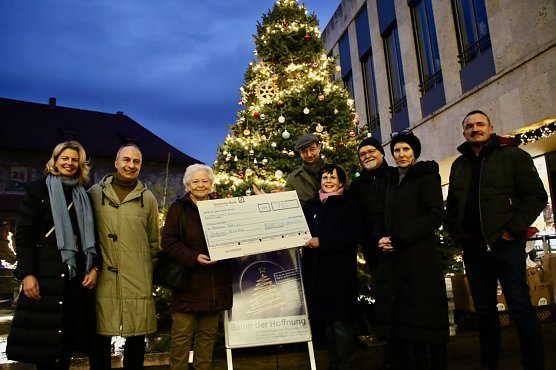 Die sch&ouml;nen Kugeln am "Baum der Hoffnung" des Rotary-Clubs brachten 750 Euro Spenden ein, die heute Nachmittag &uuml;bergeben wurden (Foto: agl)