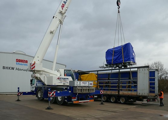 F&uuml;nf mobile Blockheizkraftwerke sollen von Nordhausen aus nach Charkiw geliefert werden (Foto: Sokratherm)