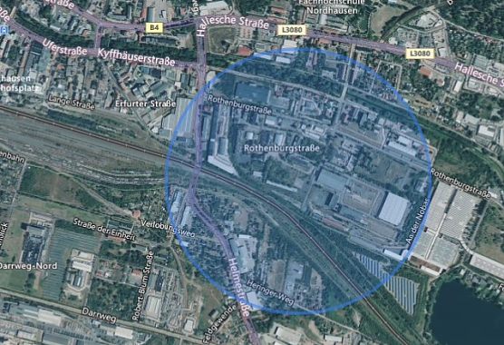 Radius von 500 Metern um den Fundort (Foto: calcmaps.com) Radius von 500 Metern um den Fundort (Foto: calcmaps.com)