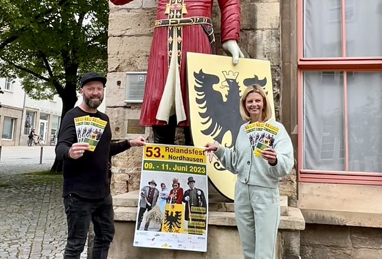 B&uuml;rgermeisterin Alexandra Rieger (links) und Leiter Stadtmarketing Marco Wohlenberg (rechts) (Foto: Stadtverwaltung Nordhausen)