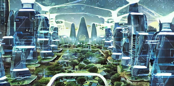 Die Welt im Jahr 2050 - ein Symbolbild innerhalb von f&uuml;nf Minuten mittels frei verf&uuml;gbarer KI erstellt. Die Qualit&auml;t l&auml;sst noch zu w&uuml;nschen &uuml;brig aber leistungsf&auml;hige Algorithmen wie "Midjourney" lassen schon jetzt Realit&auml;t und digitales Abbild verschwimmen (Foto: Stable Diffusion/agl)