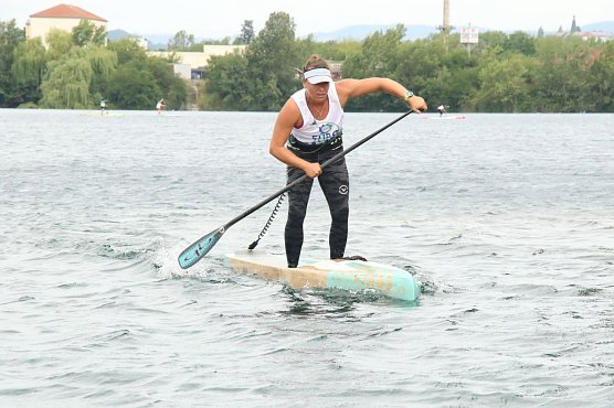 Lokalmatadorin Susanne Lier auf dem "Heim See" (Foto: agl)