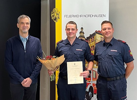 OB Buchmann, Lucas Theiler und Sandro Hertel (Foto: Stadt Nordhausen) OB Buchmann, Lucas Theiler und Sandro Hertel (Foto: Stadt Nordhausen)