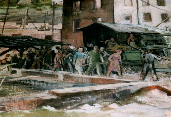 Werkt&auml;tige aus Betrieben begeben sich im Nationalen Aufbauwerk als Aufbauhelfer in das Baugeschehen  (Foto: Heidelore Kneffel)