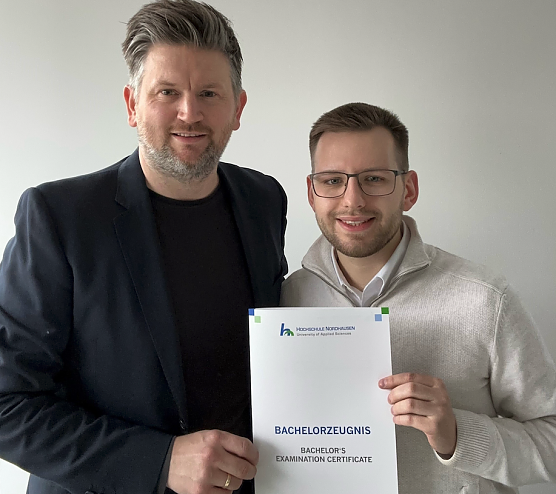 Prof. Dr. Lutz G&ouml;cke und Laurin M&uuml;ller  (Foto: Hochschule Nordhausen)