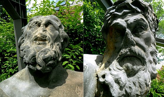 J. L. Meil, ausdrucksvolle H&auml;upter des Laokoon und des Triton, Lapidarium Museum Flohburg, 2023  (Foto: H.Kneffel)